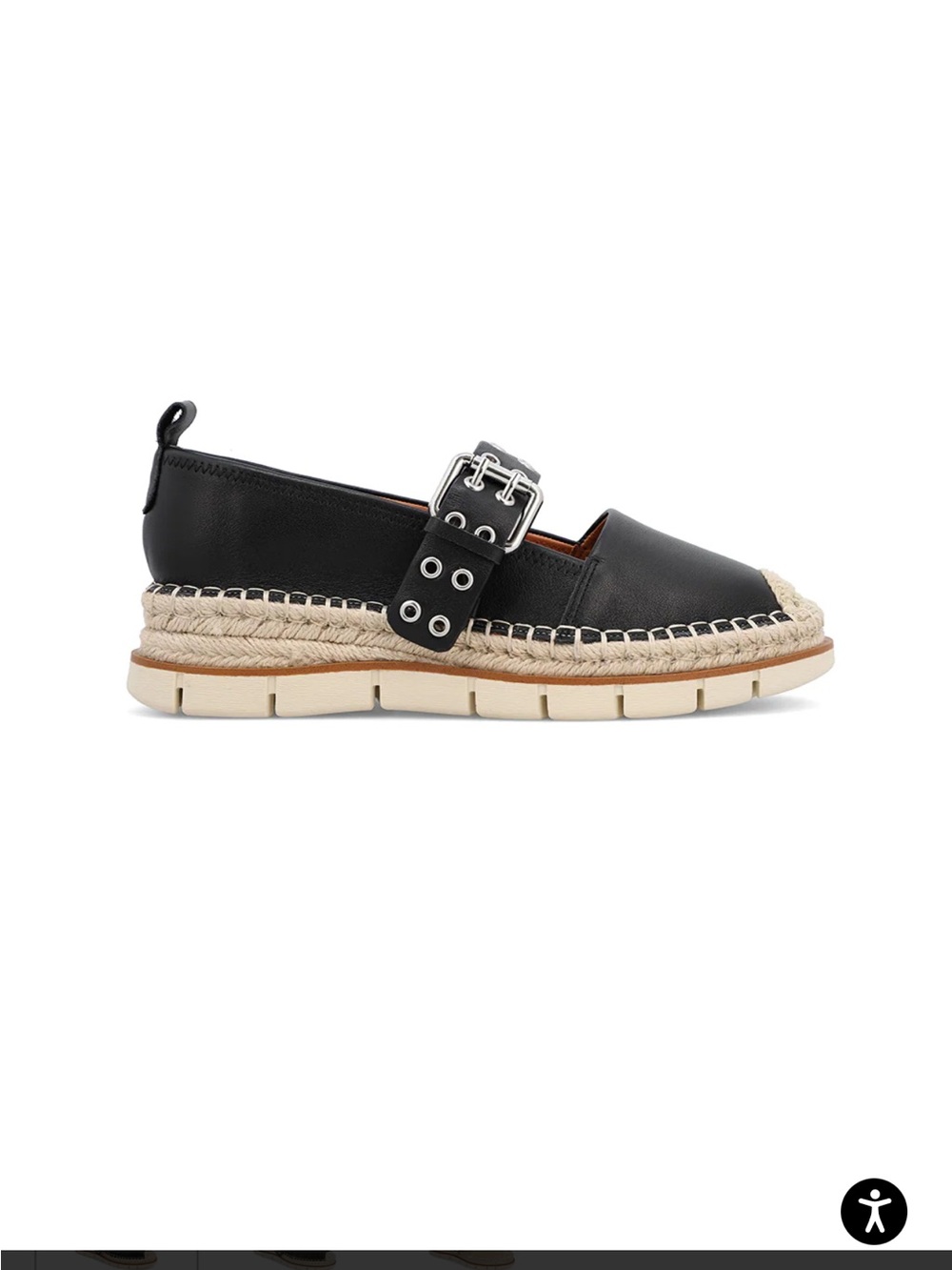 MIA Black Leather Espadrille Slip-On with Cream Sole